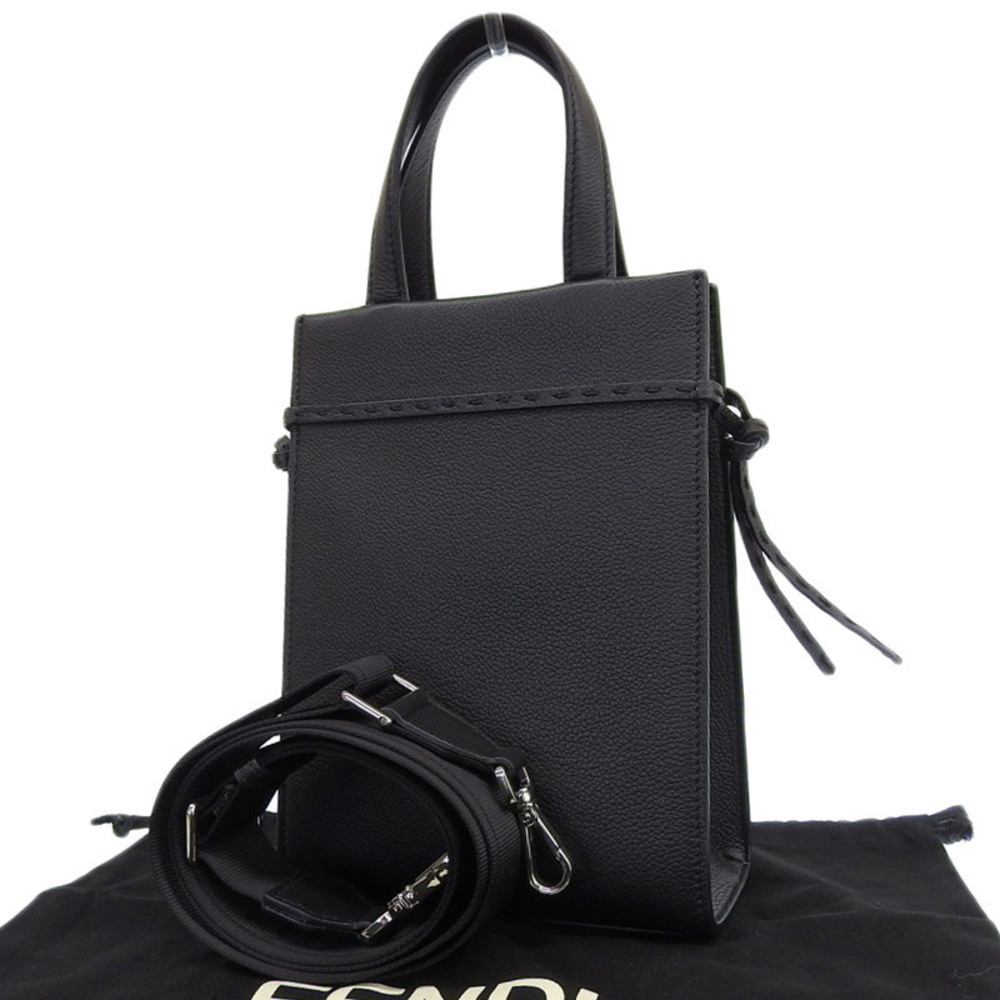 Fendi Leather 2WAY Black Rome Handbag